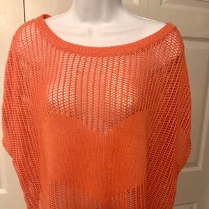 Buzz woman’s open knit heart top beautiful orange size Large
